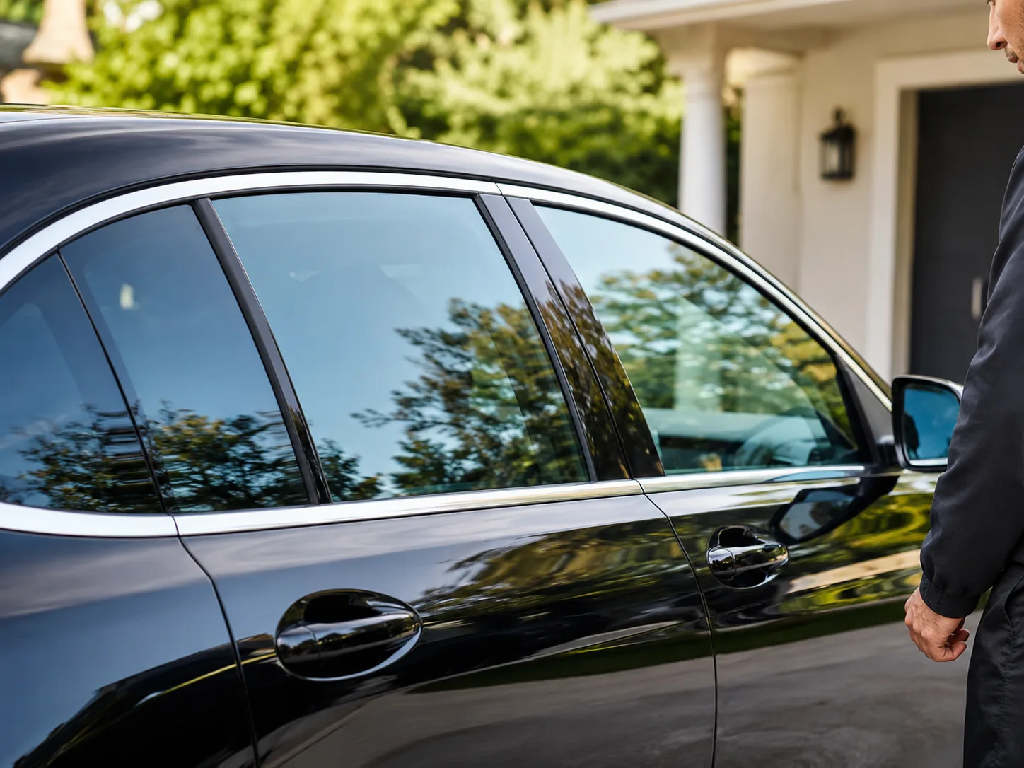 Sedan with fully restored auto glass