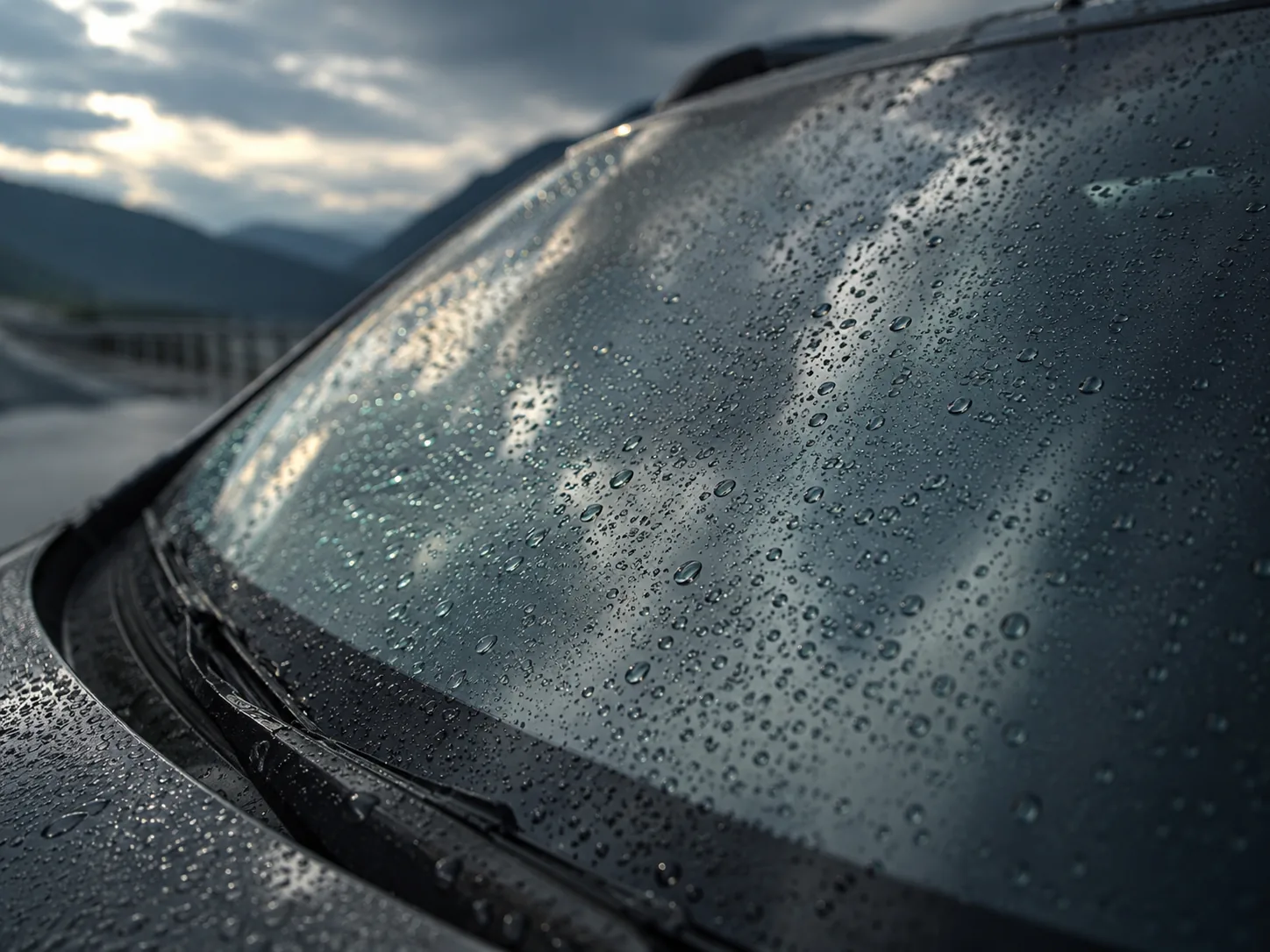 Perfectly sealed windshield in the rain