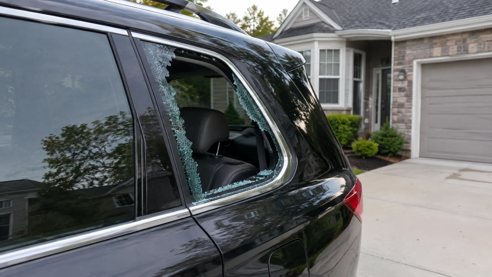 Shattered SUV quarter glass
