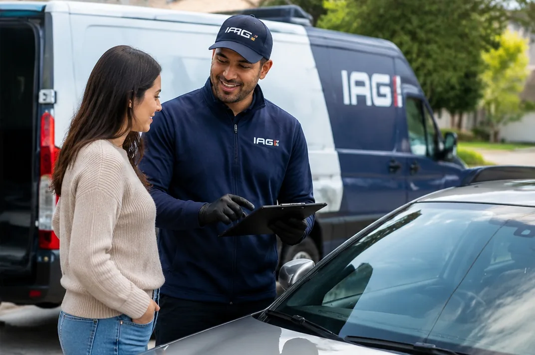 Instant Auto Glass mobile technician meeting a customer in San Jose