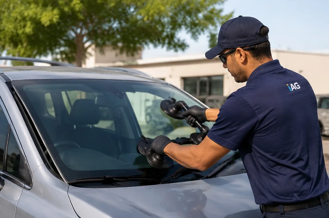 Mobile windshield replacement at a customer location in San Jose